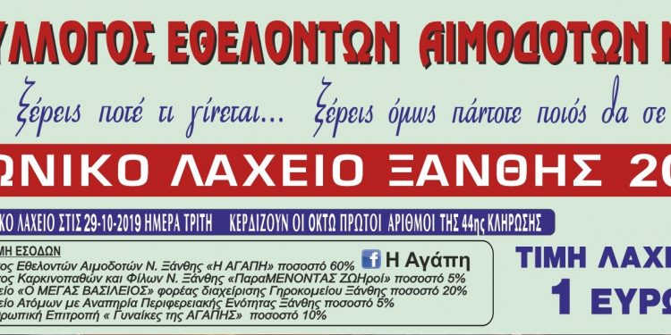 Ανακοίνωση αποτελεσμάτων κληρώσεων ΚΟΙΝΩΝΙΚΟΥ ΛΑΧΕΙΟΥ ΞΑΝΘΗΣ 2019 και τελικό ευχαριστήριο