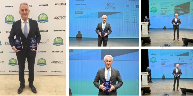 Ο Δήμαρχος σε… 5 πόζες! Ιδιωτική εταιρεία βράβευσε τον Τσέπελη για τα LED που πήρε από την DASTERI ΑΕ!