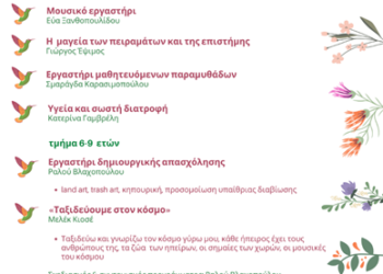 Θερινά Τμήματα Δημιουργικής Απασχόλησης για παιδιά Δημοτικού, από το Ίδρυμα Θρακικής Τέχνης & Παράδοσης.