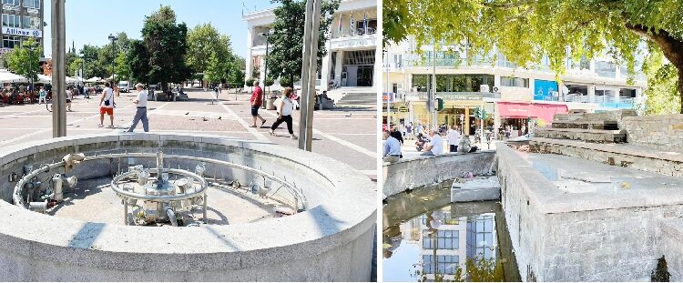 ΔΕΝ ΚΑΙΝΕ ΠΛΕΟΝ ΟΙ ..ΛΑΜΠΕΣ! Συνεχίζουν να μην λειτουργούν και με  42 βαθμούς τα σιντριβάνια της πλατείας!