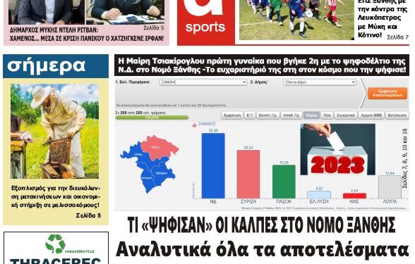ΠΡΩΤΟΣΕΛΙΔΟ ΤΡΙΤΗ 23 ΜΑΪΟΥ 2023