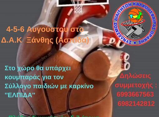 Γ.Α.Σ. Αρίων Ξάνθης: 2ο Φιλανθρωπικό Τουρνουά Μπάσκετ “ΑΛΛΗΛΕΓΓΥΗ” 4-5-6 Αυγούστου, στο Δ.Α.Κ Ξάνθης (Ασπίδα)